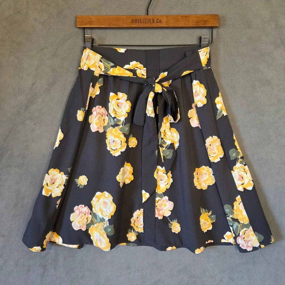 LOFT Outlet Floral Tie A-Line Skirt Women's Large Rose Casual Office Cottage